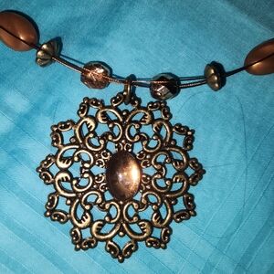 Source Unknown Bronze Filigree Necklace